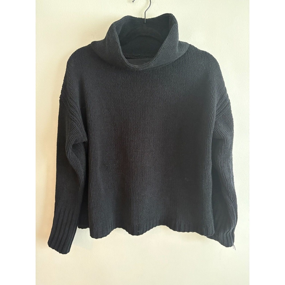 Anthropologie Field Flower Chunky Wool Blend Sweater Black Women Size S
